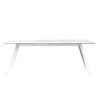 Table AISE rectangulaire de Treku, pieds en métal blanc, 4 tailles