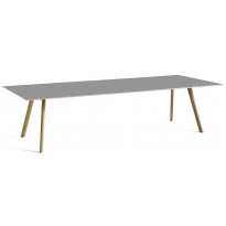 Table COPENHAGUE CPH30 300 X 120 CM de Hay, Plateau linoléum gris, Pieds en chêne vernis naturel