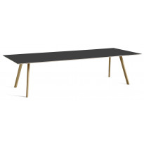 Table COPENHAGUE CPH30 300 X 120 CM de Hay, Plateau linoléum noir, Pieds en chêne vernis naturel
