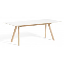 Table à rallonge CPH30 de Hay, 200 x 90 cm, Plateau blanc laminé, Pieds en chêne savonné
