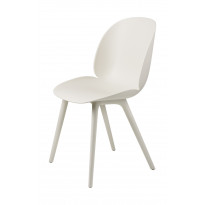Chaise BEETLE unupholstered Plastic base de Gubi, Pieds blanc, Assise blanc albâtre