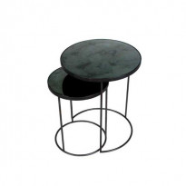 Set Round Nesting Side Table Charcoal - Heavy Aged Mirror de Ethnicraft Accessories