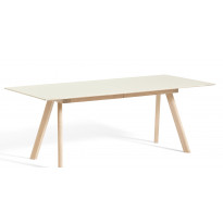 Table à rallonge CPH30 de Hay, 200 x 90 cm, Plateau lino blanc cassé, Pieds en chêne savonné