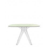 Table SIR GIO Carrée de Kartell, Pieds cristal, Vert
