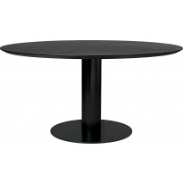Table 2.0 de Gubi, base noire, Ø110, Black Stained Ash Semi Matt Lacquered