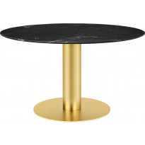Table à manger 2.0 de Gubi, Ø 130 cm, Structure laiton, Black Marquina Marble