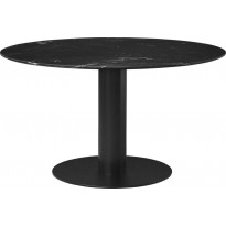 Table à manger 2.0 de Gubi, Ø 130 cm, Structure noire, Black Marquina Marble