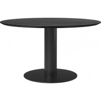 Table à manger 2.0 de Gubi, Ø 130 cm, Structure noire, Black Stained Ash Semi Matt Lacquered