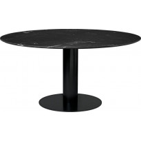 Table à manger 2.0 de Gubi, Ø 150 cm, Structure noire, Black Marquina Marble