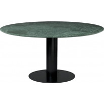 Table à manger 2.0 de Gubi, Ø 150 cm, Structure noire, Marbre vert