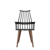 Chaise COMBACK de Kartell, Pieds en bois, Noir-Chêne