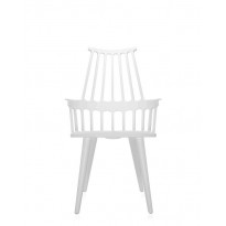 Chaise COMBACK de Kartell, Pieds en bois, Blanc-Blanc
