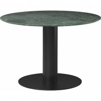 Table 2.0 de Gubi, base noire, Ø110, Marbre vert
