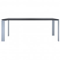 Table FOUR de Kartell, 190 x 79, Piètement acier coloris aluminium, Plateau noir