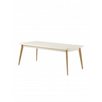 Table 55 pieds chêne de Tolix, 200 x 95, Blanc perlé