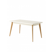 Table 55 pieds chêne de Tolix, 140 x 80, Blanc perlé