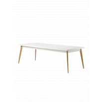 Table 55 pieds chêne de Tolix, 240 x 100, Blanc pur