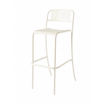 Chaise haute PATIO en acier inoxydable de Tolix, Blanc perlé