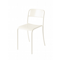 Chaise PATIO en acier inoxydable de Tolix, Blanc perlé
